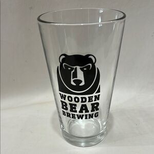 Wooden Bear Brewing Glass 16 Ounces 6 Inches Tall 3 1/4 Inches Round Craft Draft